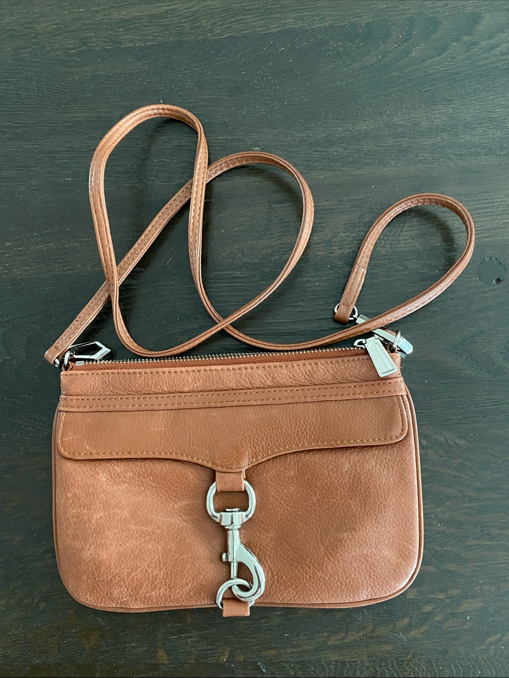 Rebecca Minkoff Cognac Leather Crossbody with Silver Hardware